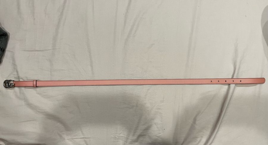 Gucci櫻花🌸粉色近全新細條皮帶-2