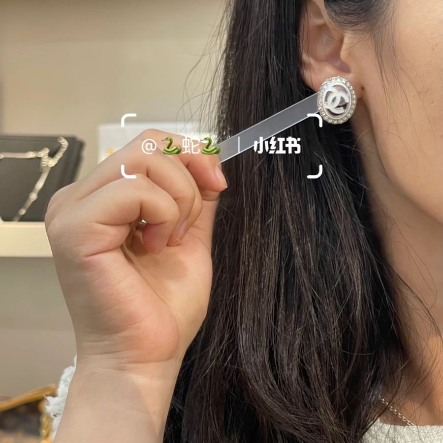 💖Chanel 白色 水鑽耳環💖 全新✨ 少見美款-8