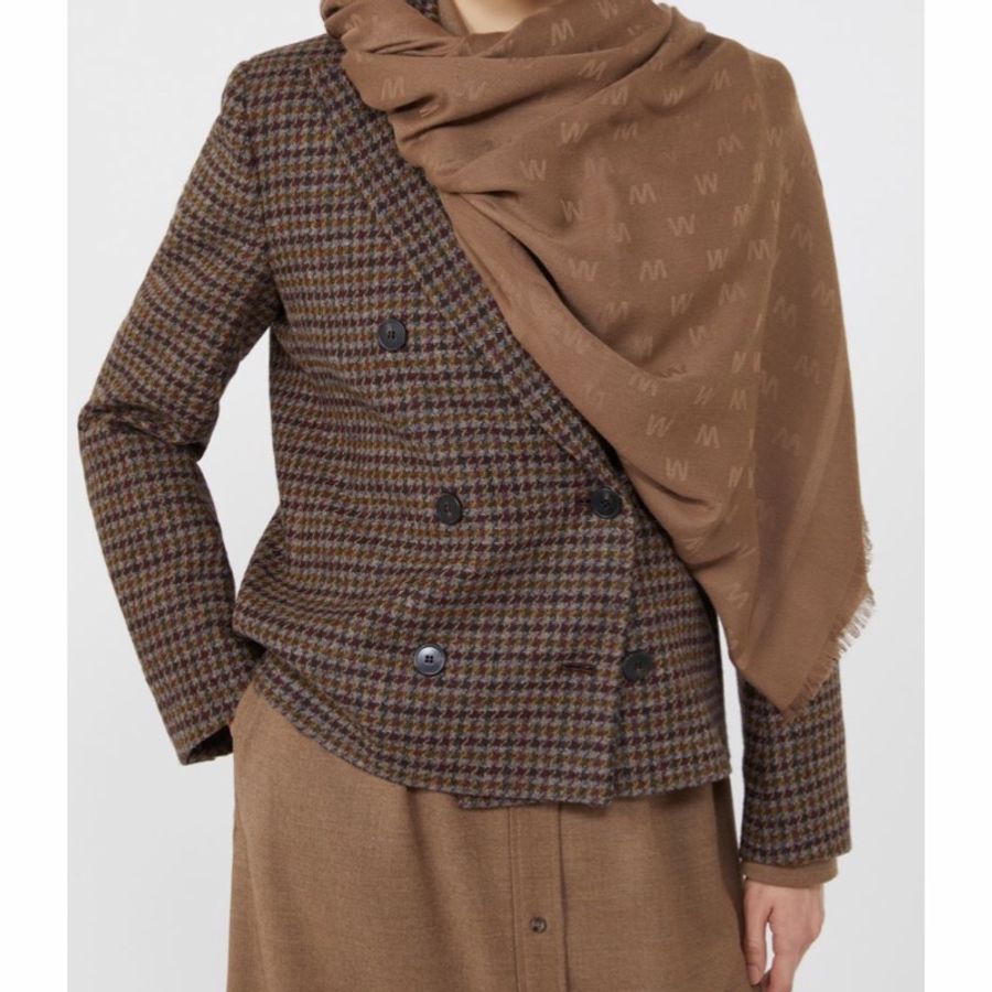 Weekend Max Mara 女士 粘膠纖維和羊毛提花披肩均碼碼138cm*134cm-0