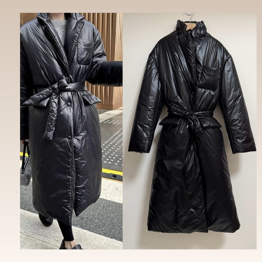 Miumiu繫帶尼龍羽絨外套-0
