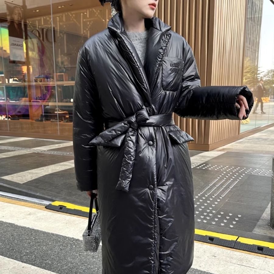 Miumiu繫帶尼龍羽絨外套-11