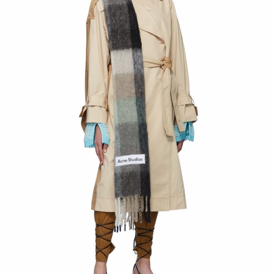 Acne Studios 男女同款 馬海毛格紋圍巾均碼碼250cm*28cm-4