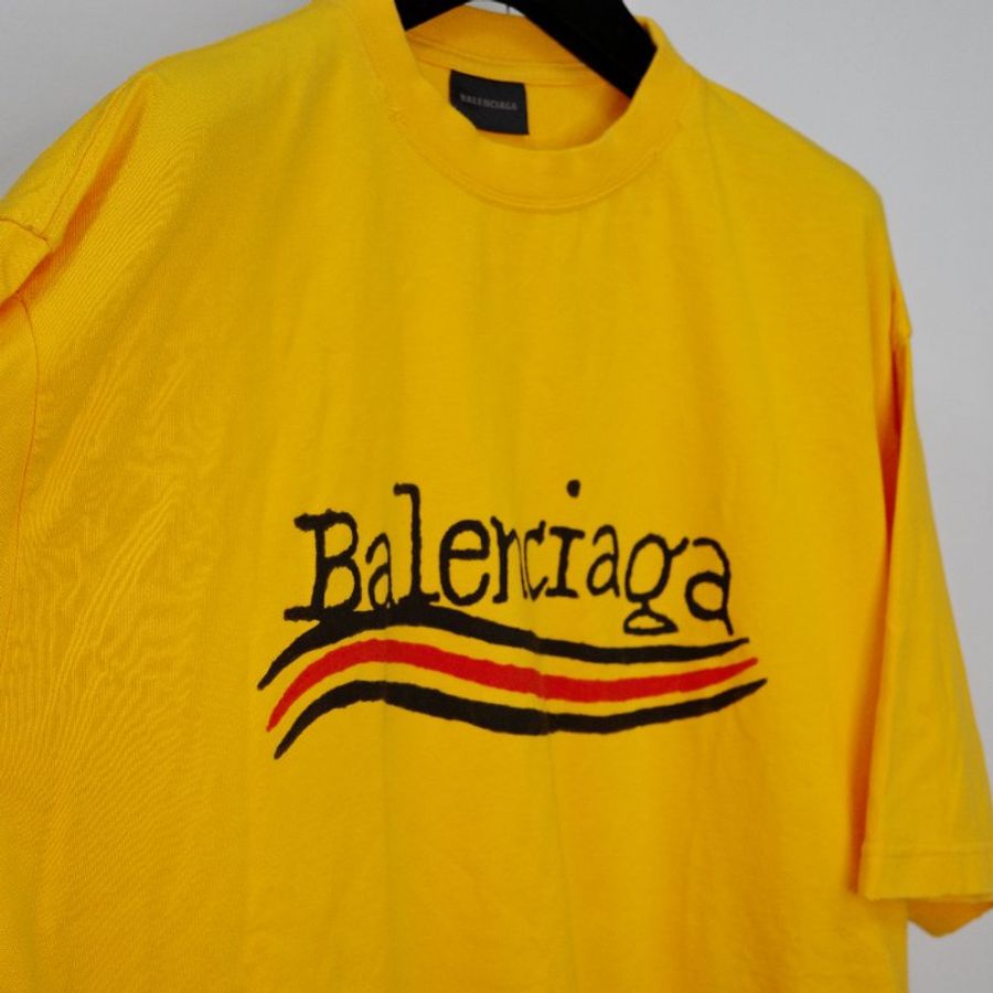 Balenciaga 巴黎世家 Political Campaign黃色手寫體 刺繡標誌 上衣-5