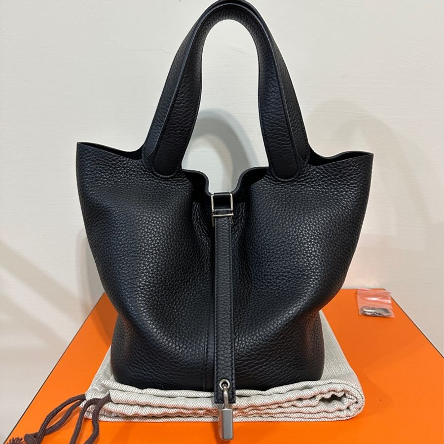 Hermes Picotin 22 黑銀W刻(極新二手、全配、美國專櫃購入)-0