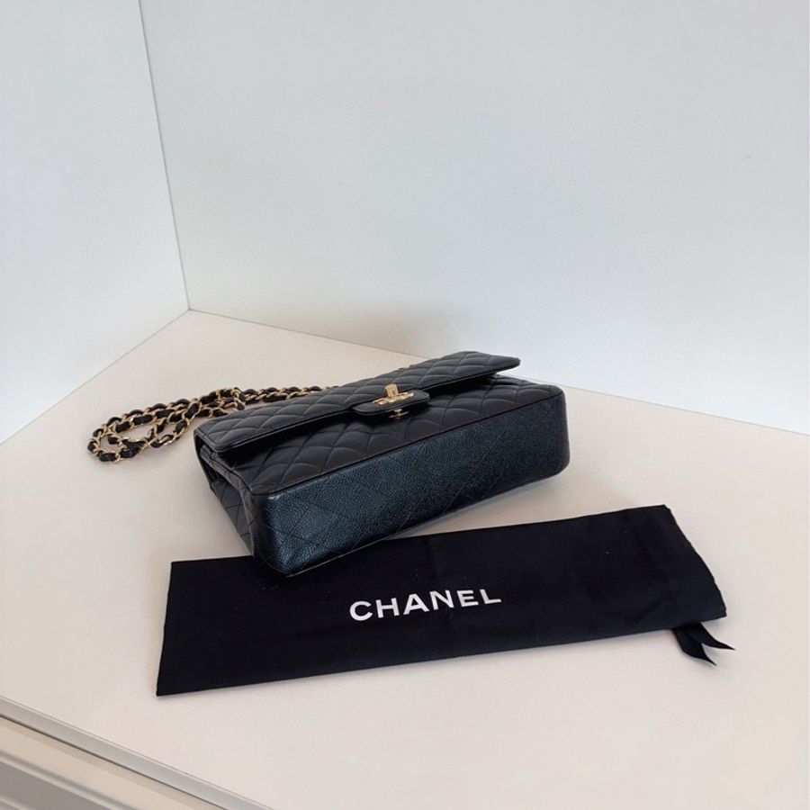 Chanel 香奈兒 黑金荔枝牛皮 CF鏈條包 中號-4