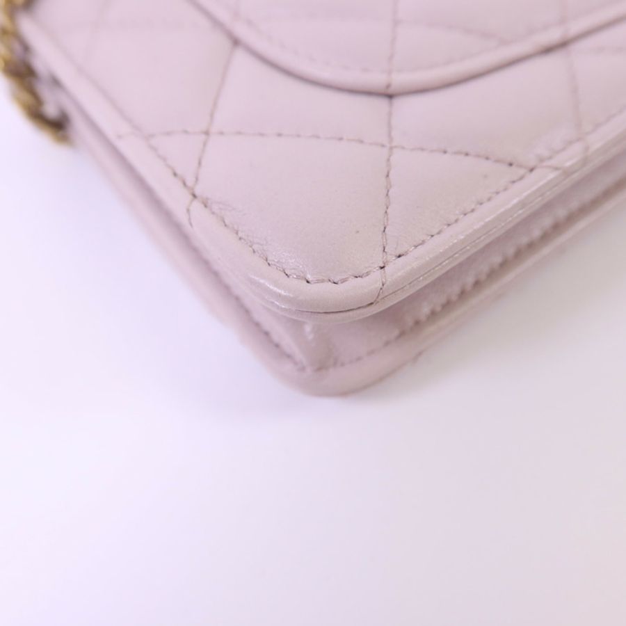CHANEL 羊皮皮革WOC Wallet On Chain金扣鏈帶肩背袋-15
