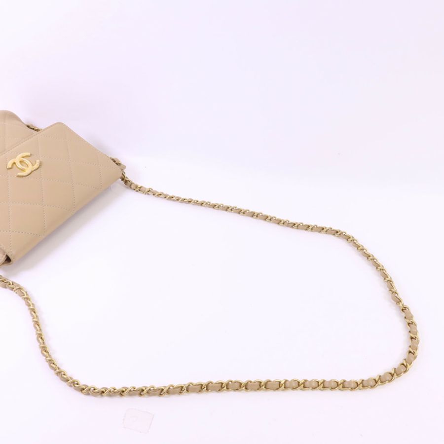 CHANEL 牛皮皮革Chain Shoulder Bag金扣鏈帶肩背袋-8