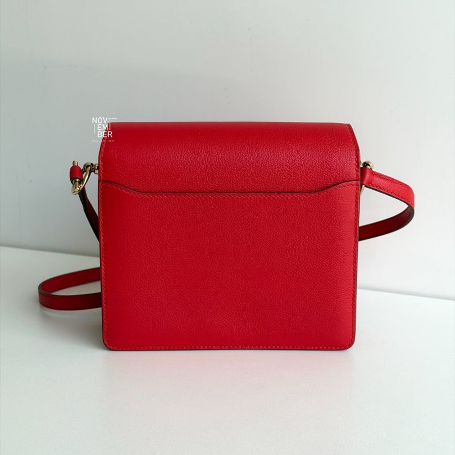 過年紅色超喜氣❤️ 99新🆕 有購證🙌🏻 Hermès 愛馬仕 Mini Roulis 愛心紅金釦-6