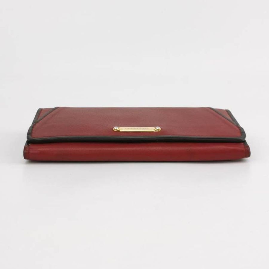 Burberry牛皮純色銘牌logo翻蓋錢包-3