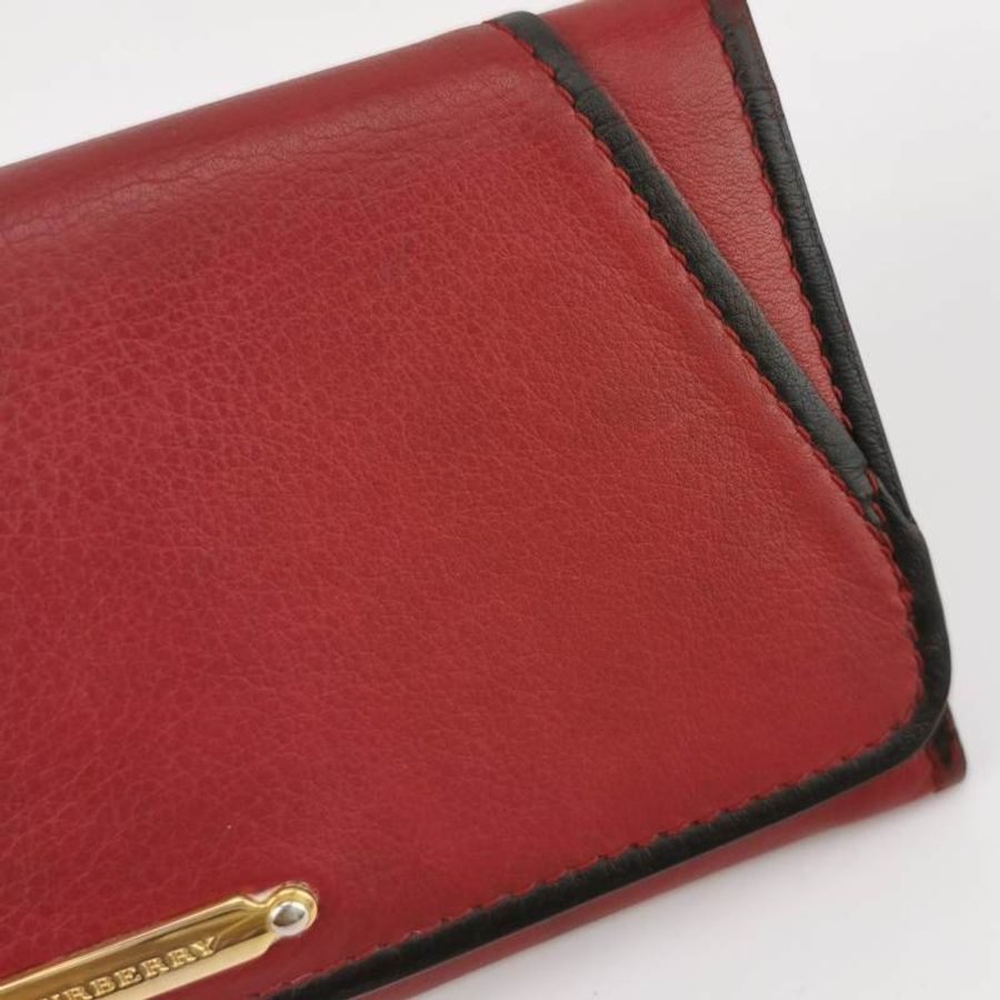 Burberry牛皮純色銘牌logo翻蓋錢包-10