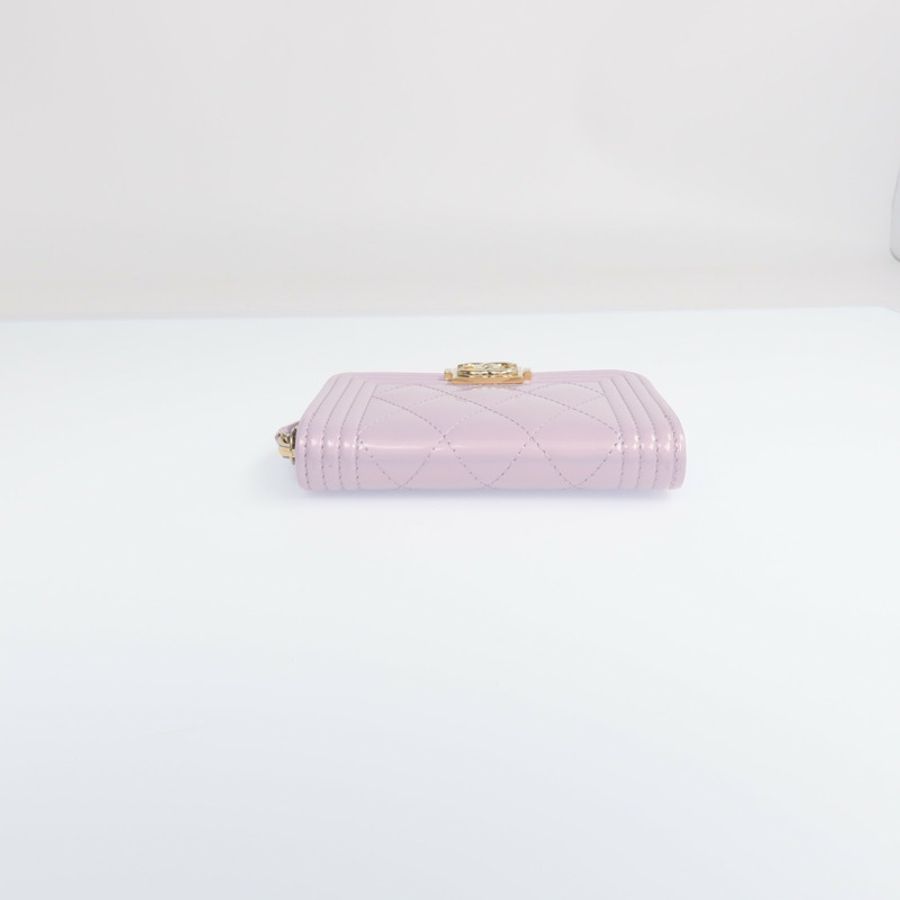 CHANEL 漆皮皮革Boy Coin Purse金扣零錢包-5