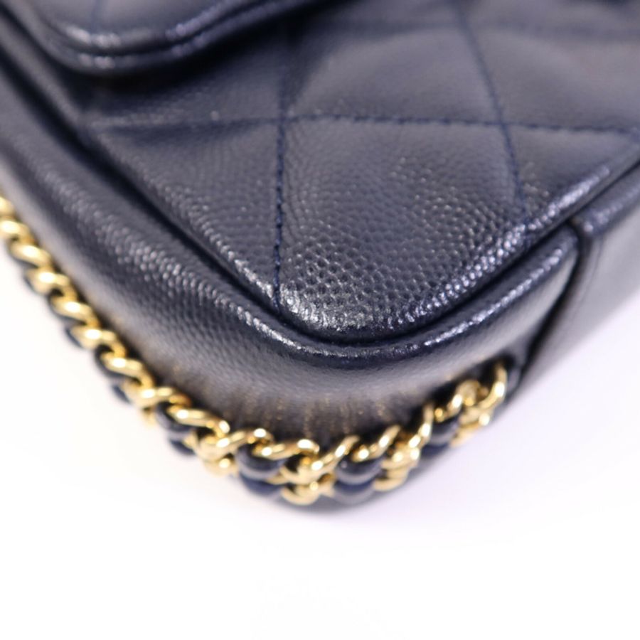 CHANEL 牛皮皮革Shoulder Bag金扣鏈帶肩背袋-11