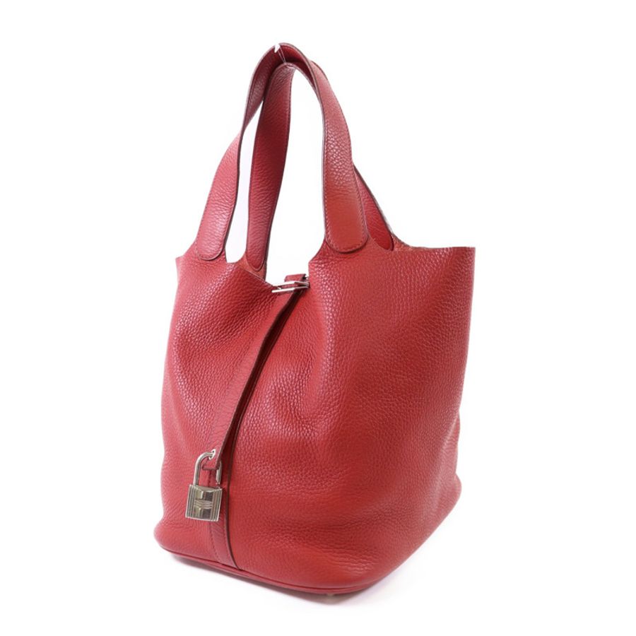 HERMES Clemence皮革Picotin GM銀扣手挽袋Rouge Casaque-2