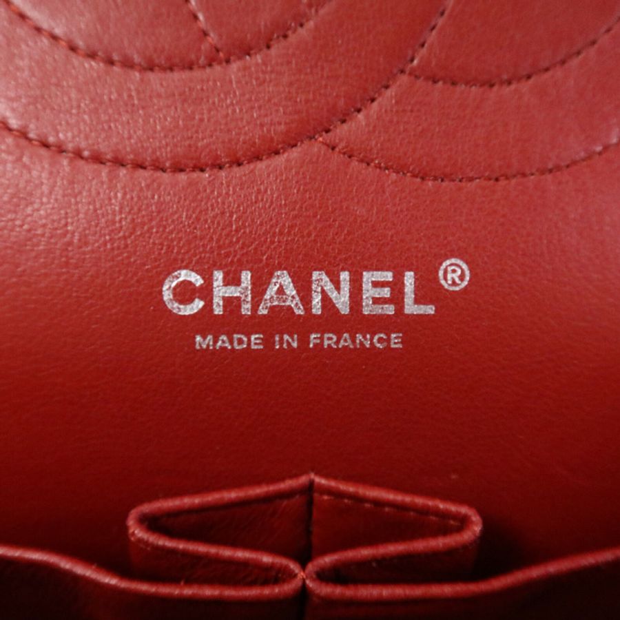 CHANEL 牛皮皮革Large Classic銀扣鏈帶肩背袋-4