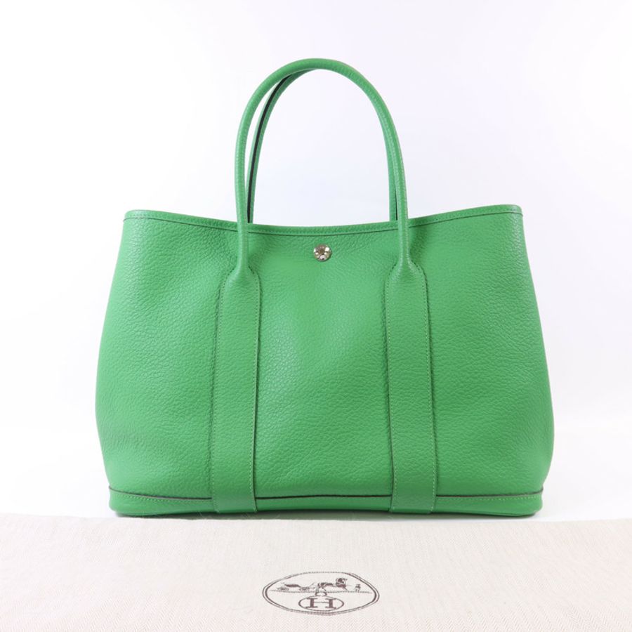 HERMES Negonda皮革Garden Party PM銀扣手挽袋Bambou-15