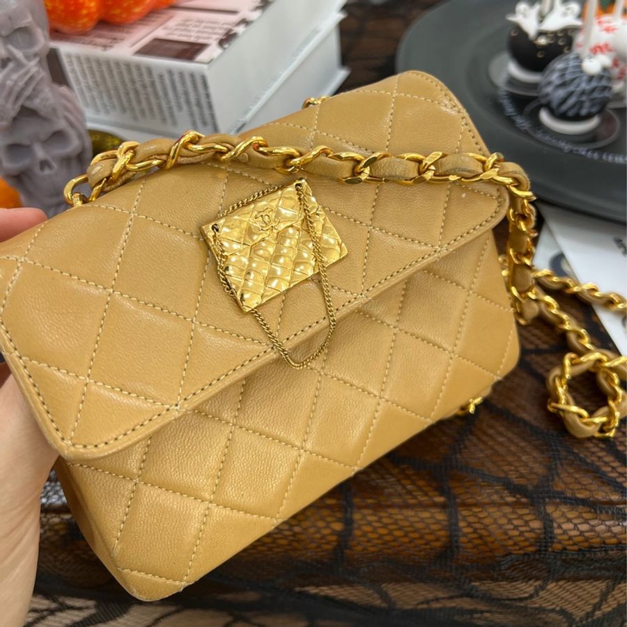 Chanel Vintage 中古 古董 Mini CF 豆豆鏈條 軍牌 多元素包 Mini flap-5