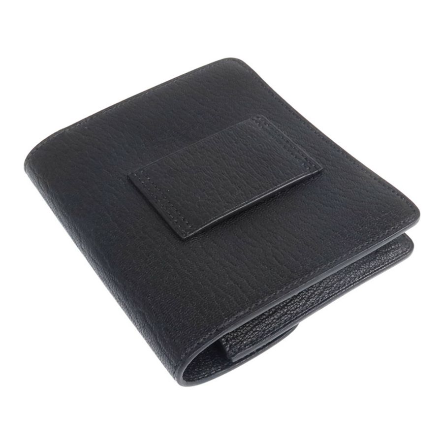 HERMES Chevre皮革Roulis Slim金扣錢包Noir-4
