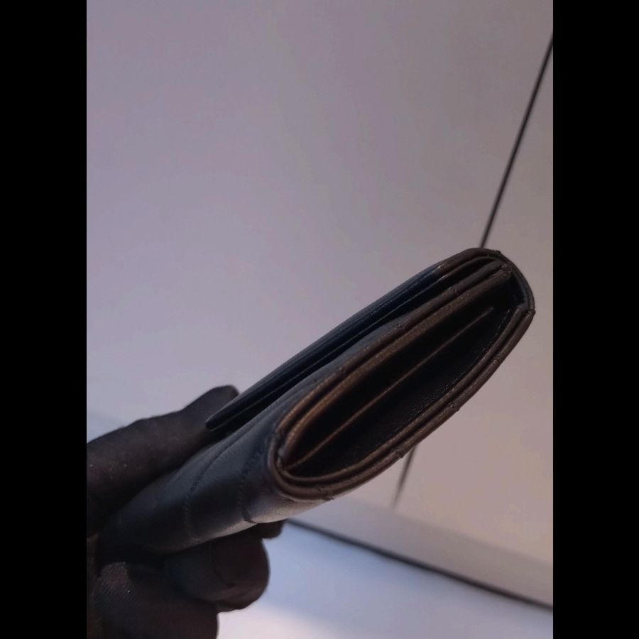 Chanel 黑皮V格下蓋卡片零錢包-10