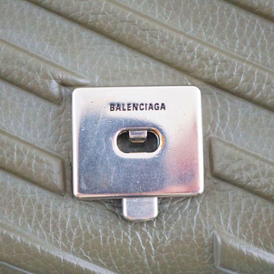 BALENCIAGA 巴黎世家 Car Flap 軍綠色牛皮中性斜背包-22