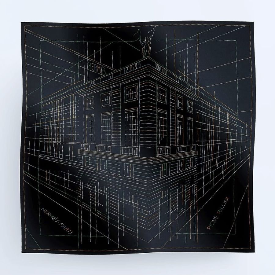 Hermes 愛馬仕 Pique sellier 羊絨披肩/圍巾/3Y黑呢色/全新美品-0