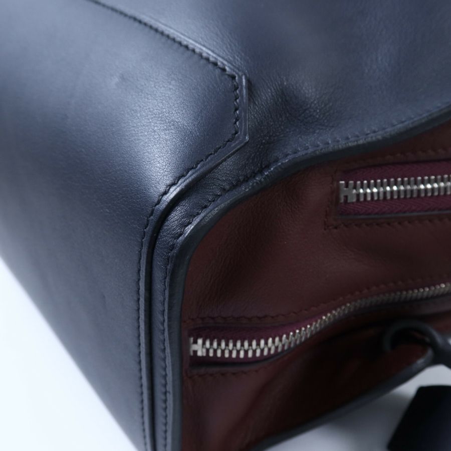 HERMES Evercolor皮革Cityback銀扣背包Blue/Red-11