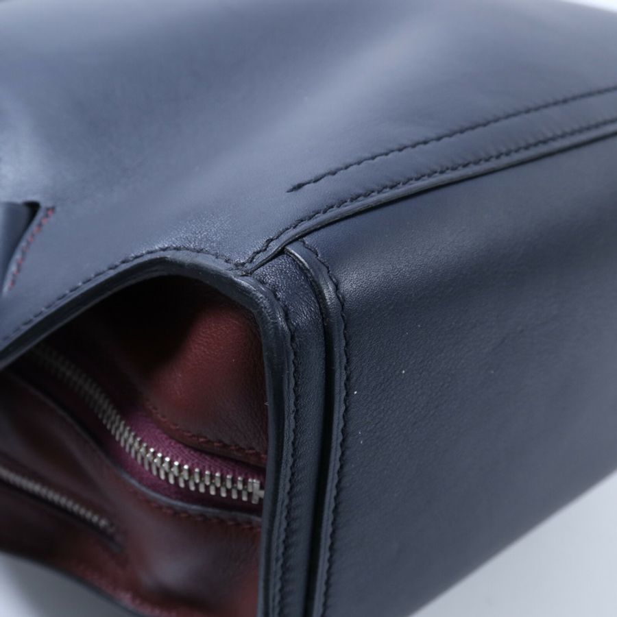 HERMES Evercolor皮革Cityback銀扣背包Blue/Red-12