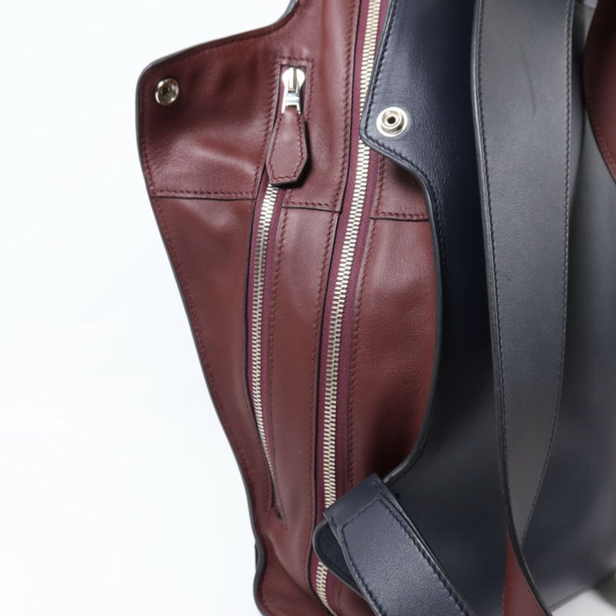 HERMES Evercolor皮革Cityback銀扣背包Blue/Red-14