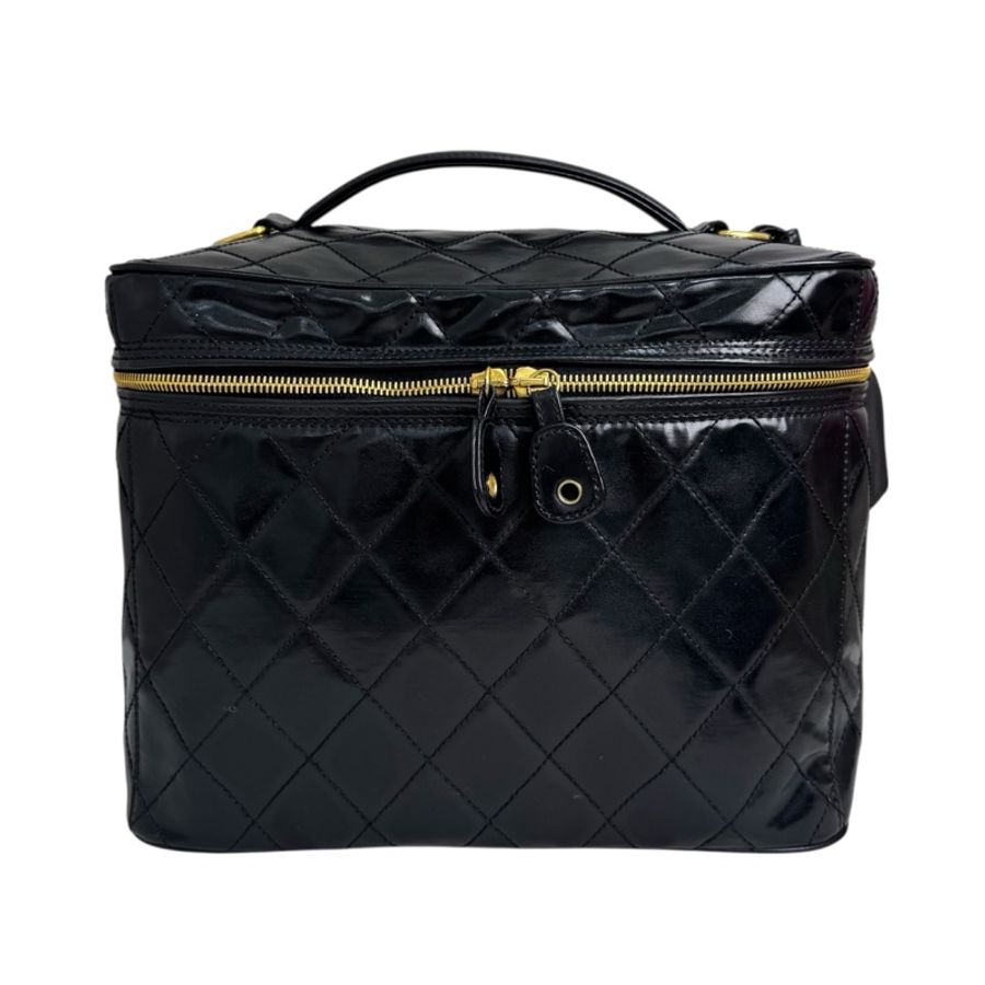Chanel 菱格漆皮化妝包 手提 斜背 中古 vintage 二手-5