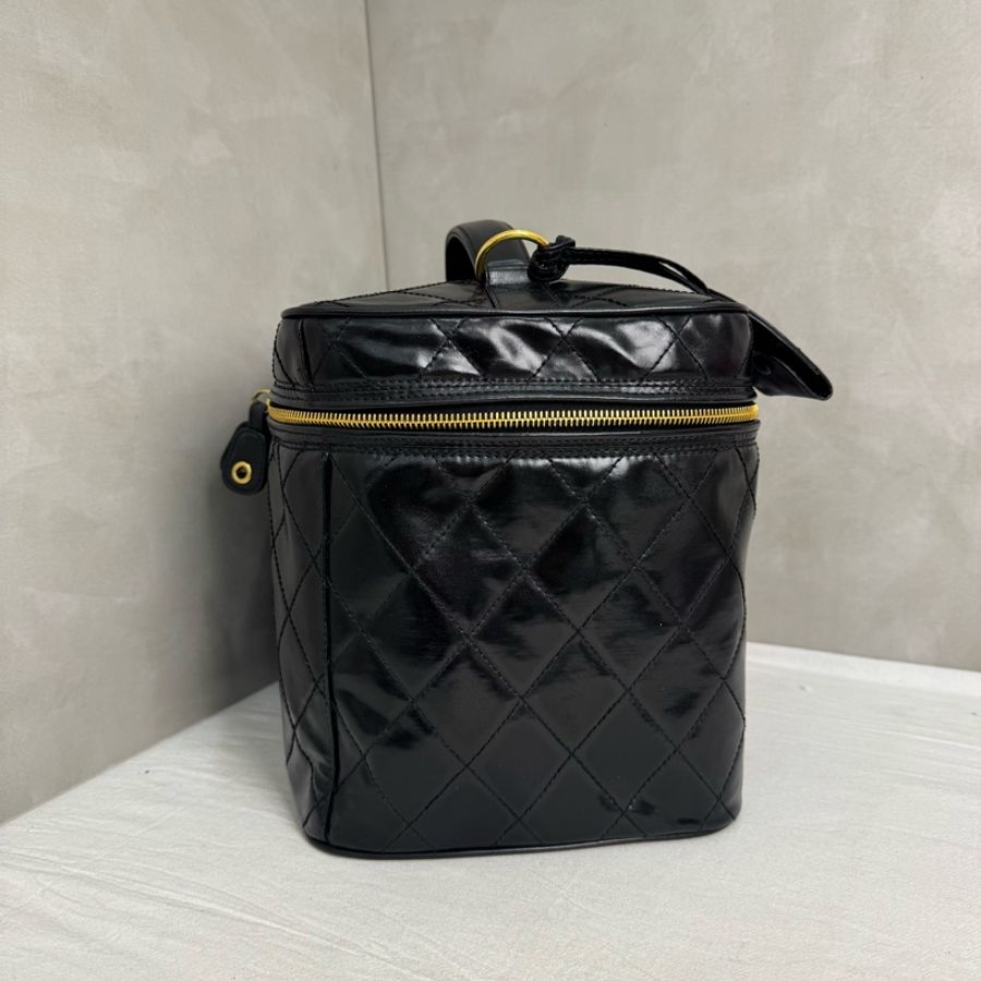 Chanel 菱格漆皮化妝包 手提 斜背 中古 vintage 二手-7