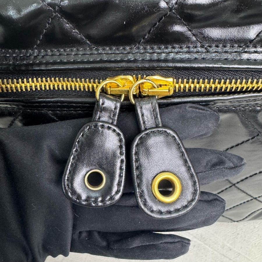 Chanel 菱格漆皮化妝包 手提 斜背 中古 vintage 二手-13