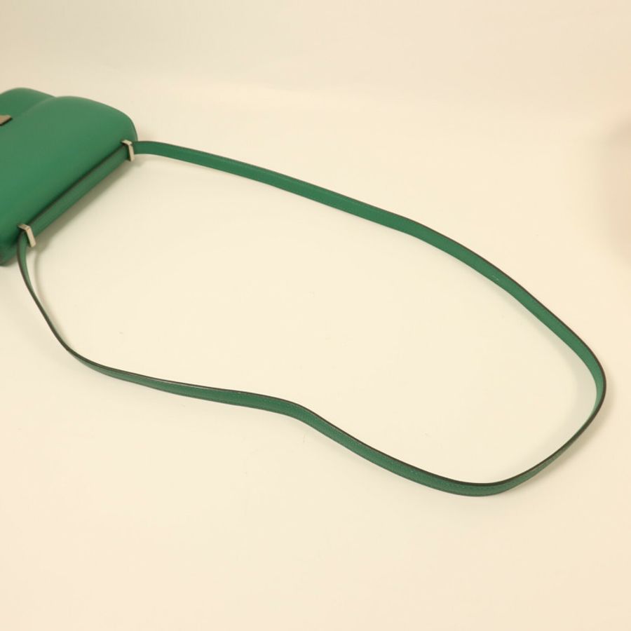 HERMES Evercolor皮革Constance Mini銀扣肩背袋Vert Vertigo-8