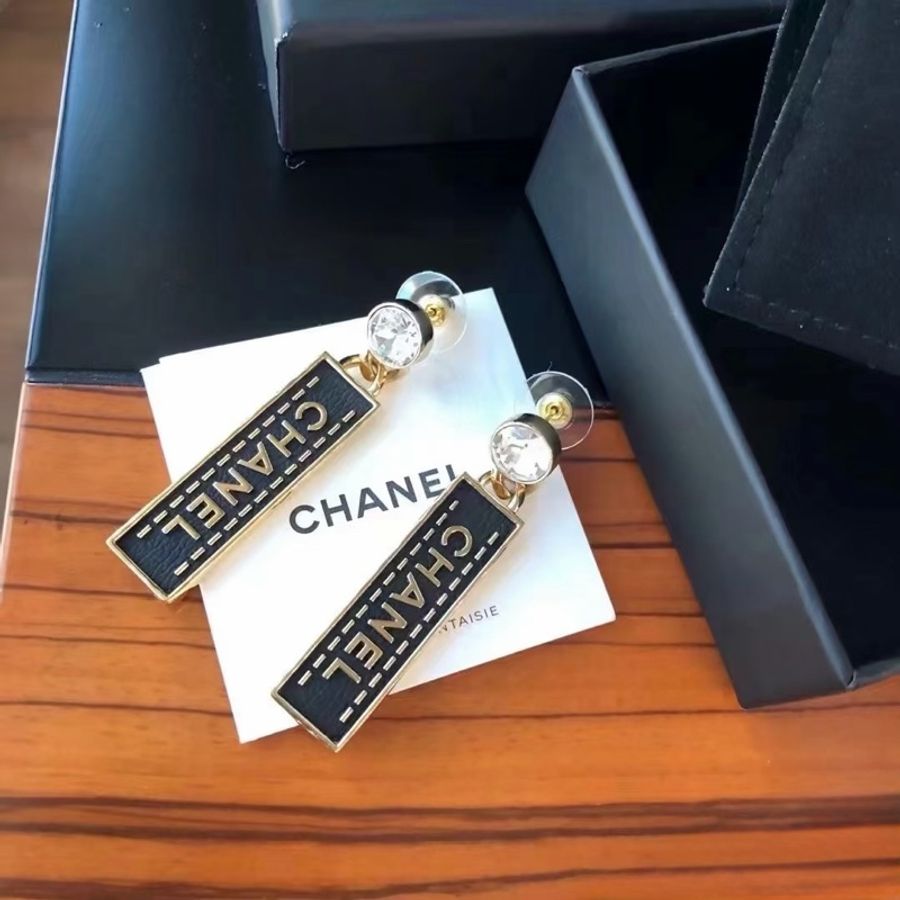 Chanel AB款水鑽字母耳環-0