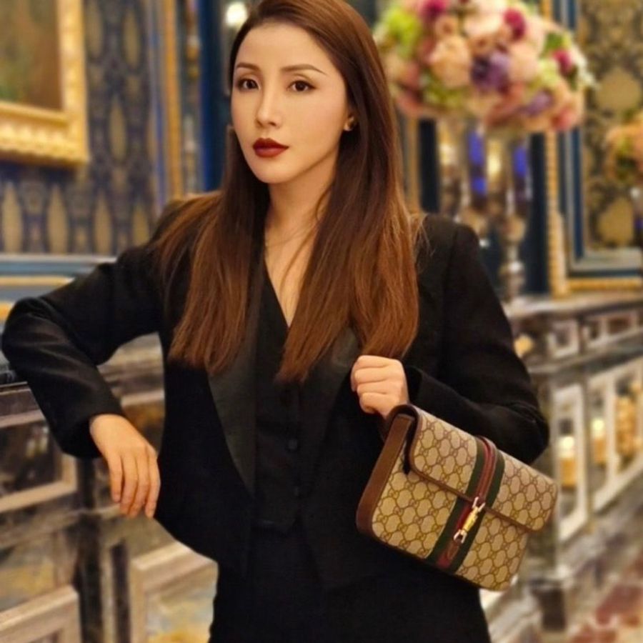Gucci Jackie 1961系列 老花拼經典條紋 胸包/腰包/郵差包 24*15*4 9新 配件塵袋-1