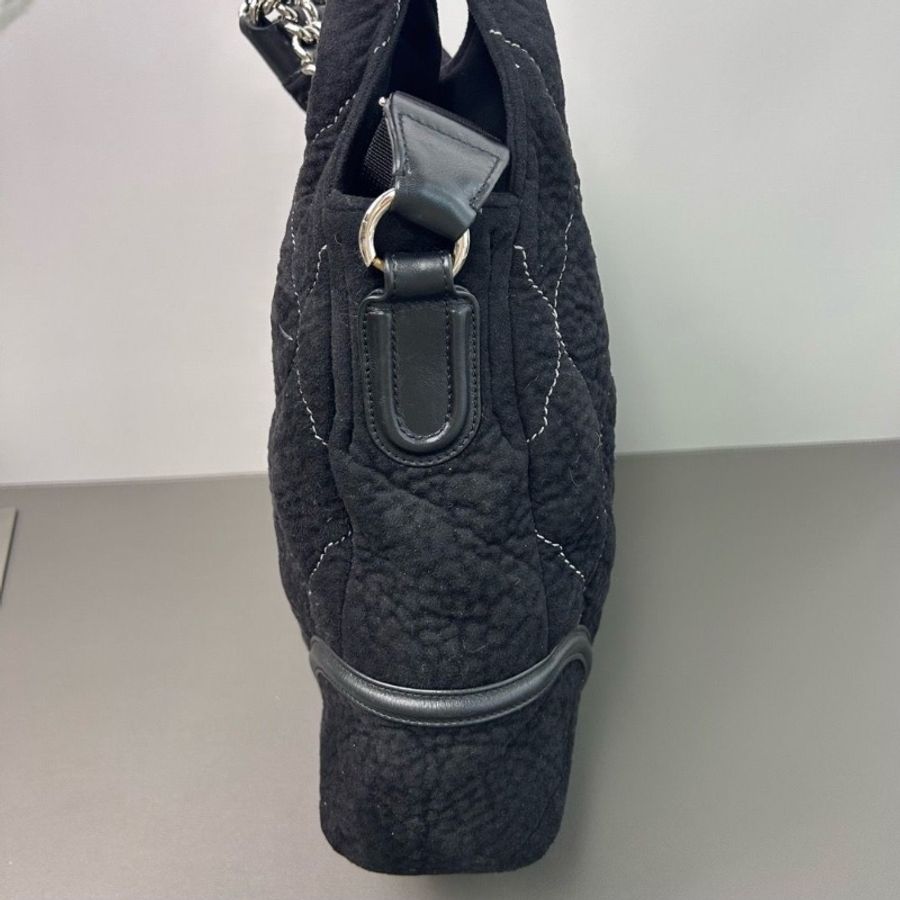 Chanel 黑色麂皮機場包 35*9*38 9新 配件保卡塵袋-5