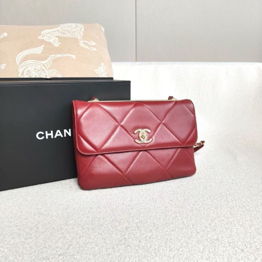 Chanel 紅金trendycc肩背包羊皮25*17*8 9新配件盒子塵袋-6