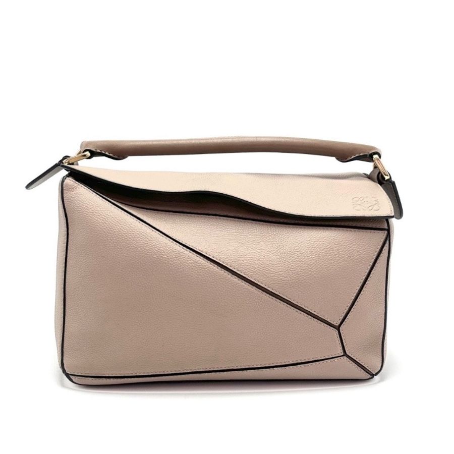 LOEWE puzzle沙色金扣 中號拼圖手提斜背包 29*14*19.5 98新配件塵袋-5