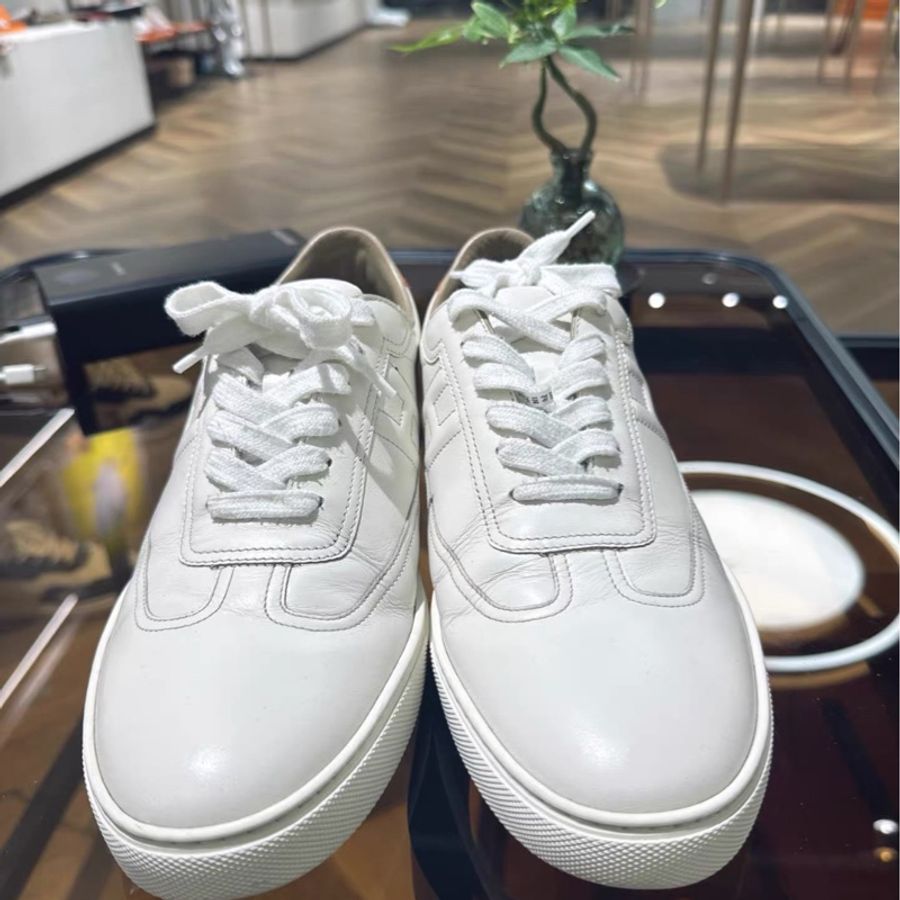 Hermes 愛馬仕男士牛皮板鞋 經典款小白鞋 42尺碼-1