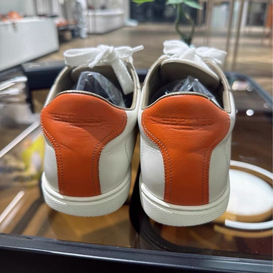 Hermes 愛馬仕男士牛皮板鞋 經典款小白鞋 42尺碼-4