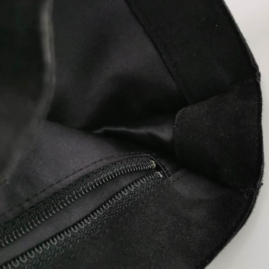 Chanel翻毛皮純色水鑽裝飾流蘇中古手提包-12