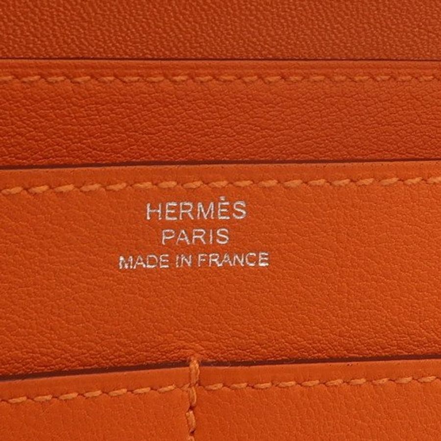 Hermes Dogon Duo馬鞍釘鎖扣子母包手拿包Swift牛皮銀扣93愛馬仕橙框R刻-7