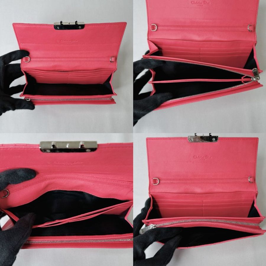 DIOR 粉色鏈帶長夾-3
