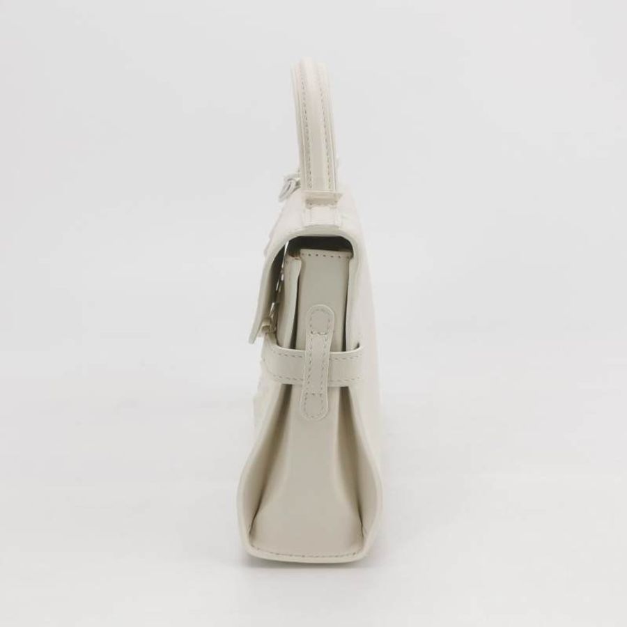 Delvaux Tempete小號牛皮純色浮雕圖騰T形翻蓋手提包單肩包-2