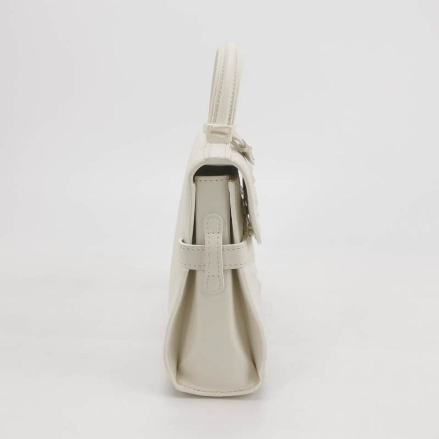 Delvaux Tempete小號牛皮純色浮雕圖騰T形翻蓋手提包單肩包-3