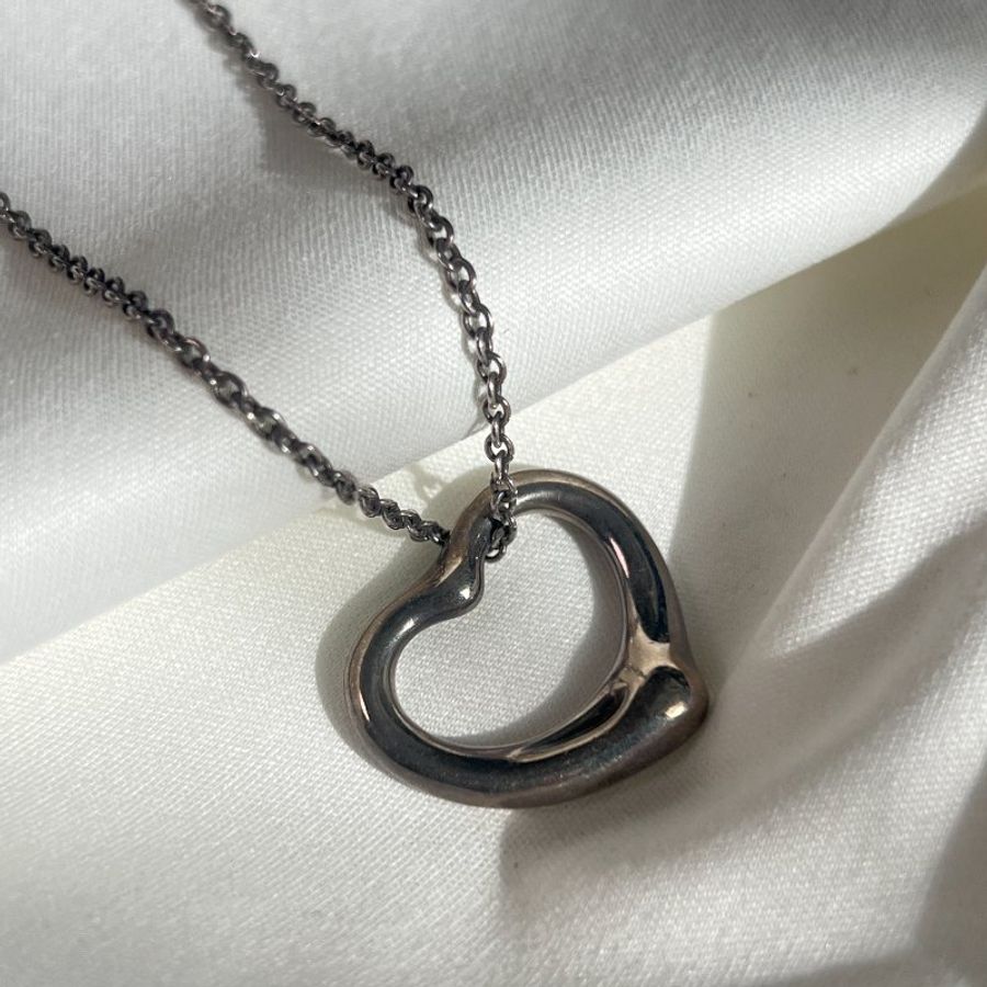 TIFFANY & CO 925純銀中空心形吊墜頸鏈 日本中古二手Vintage-4