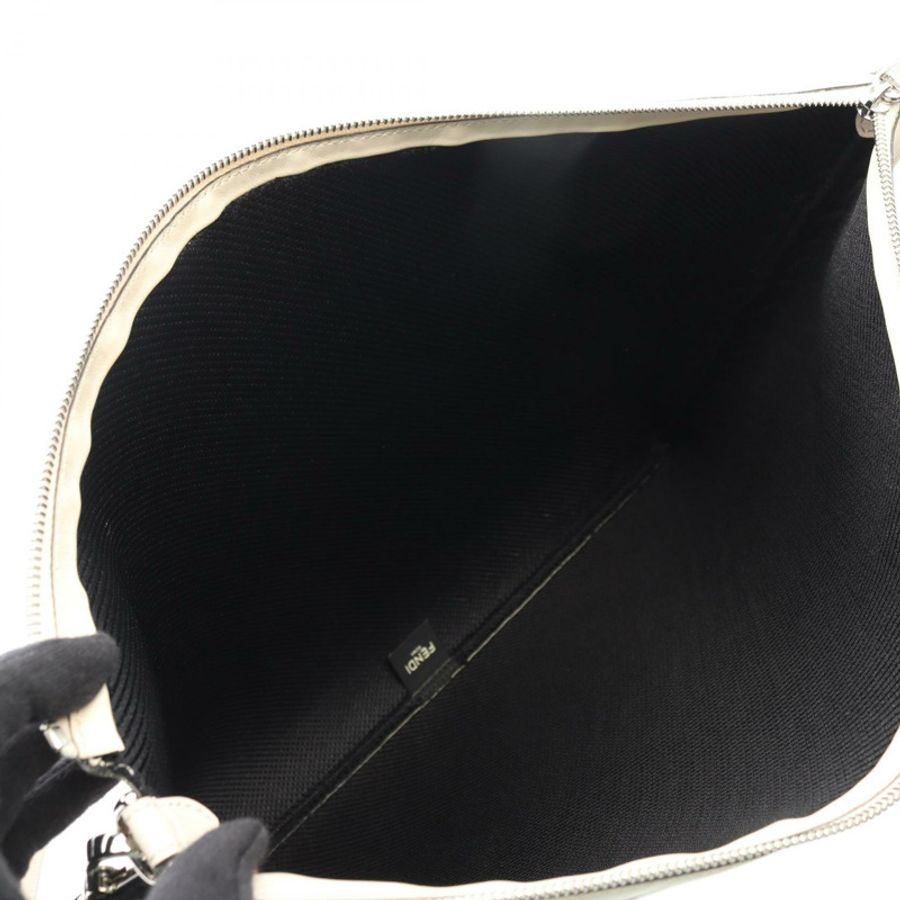 FENDI FF logo 肩斜背包 7VA604 白色皮革 二手 男士-2