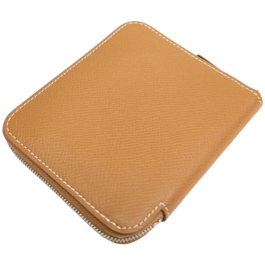 金棕色 Epsom牛皮 Silk In Compact 拉鍊 短夾 D刻【HERMES 愛馬仕】 H085209CKAA-2