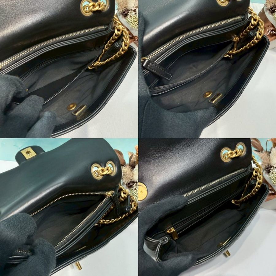 CHANEL 22K黑金金柱調節釦風琴包-5