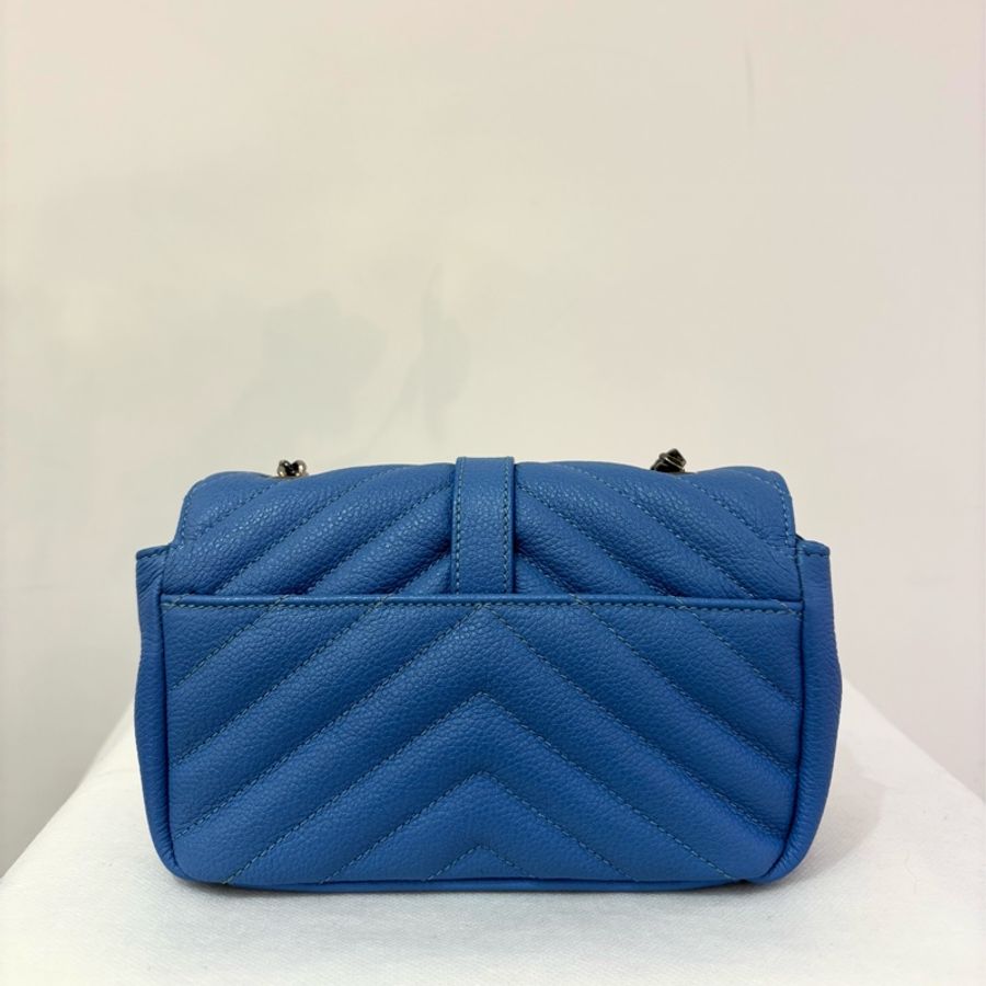 YSL 天空藍山羊皮銀鏈學院包MINI-4