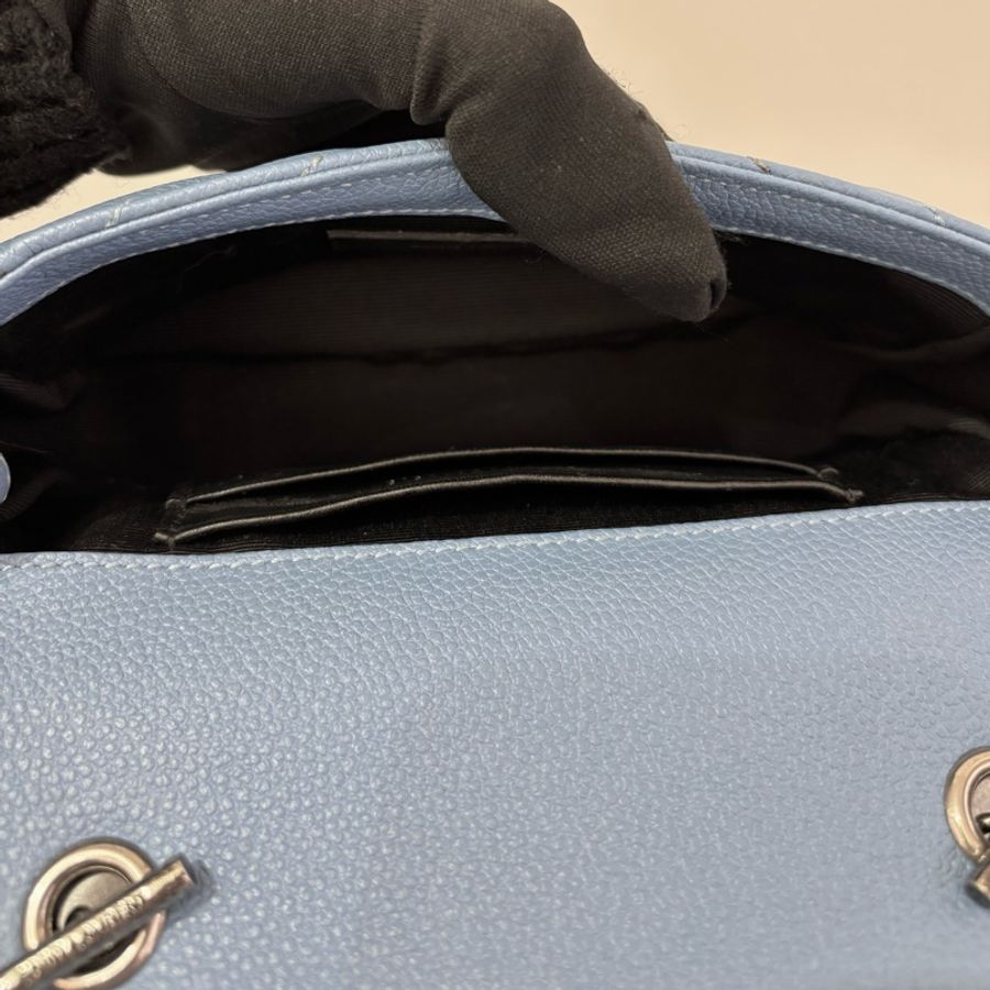 YSL 天空藍山羊皮銀鏈學院包MINI-9