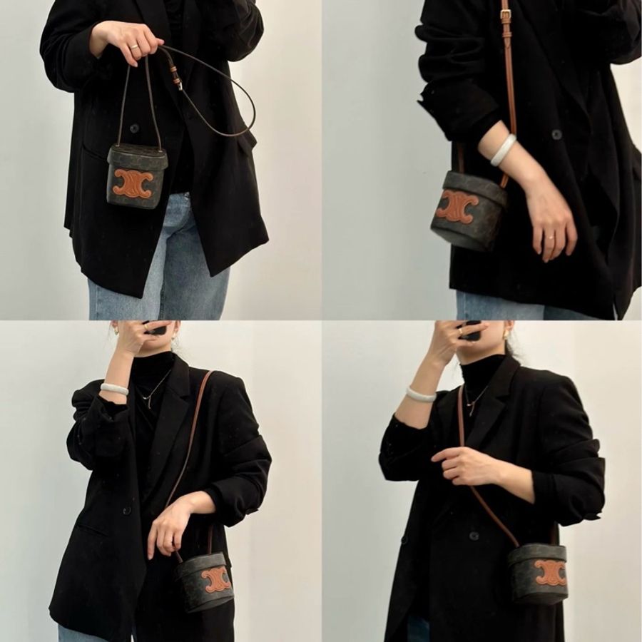 Celine賽琳 Box Cuir Triomphe焦糖凱旋門老花迷你盒子包-8